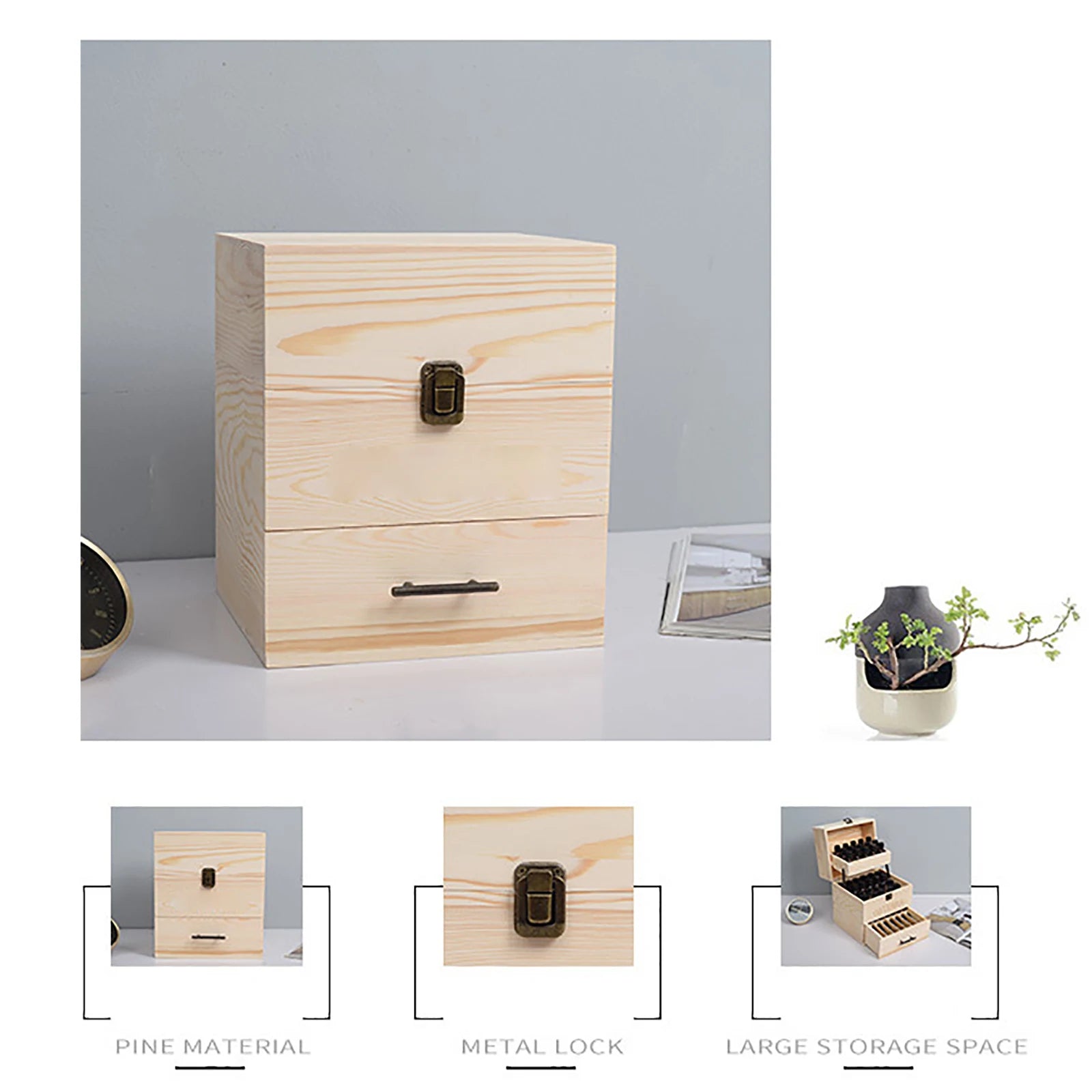 Wood Essential Oil Box 59 Grid Wood Essential Oil Box Essential Oil Packaging Box High Quality 3 Layer Essential Container