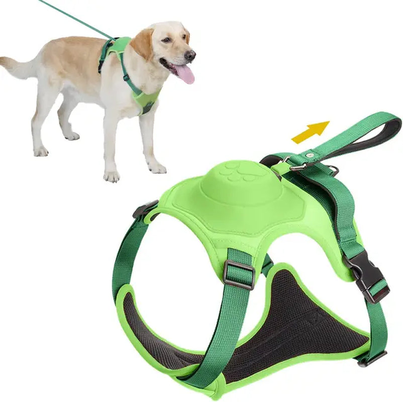 Dog Harness and Retractable Leash Set All-In-One. Automatic Anti-Burst Impact,Flexible Rope, Anti-Twist. Adjustable Breathable