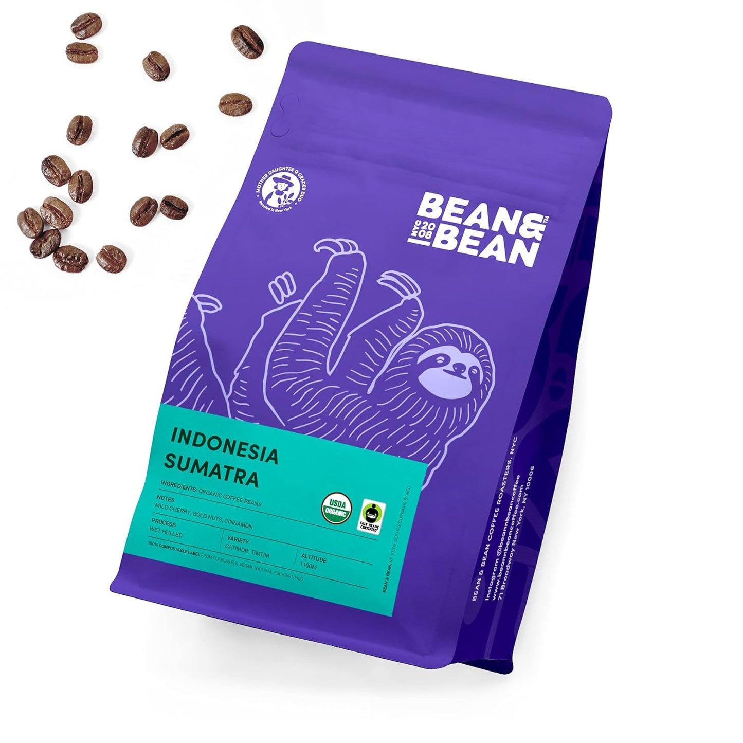 Bean & Bean Indonesia Sumatra Single Origin Coffee – Roasted to Order Indonesian Organic Coffee Beans – Full Bodied, Rich & Earthy Sumatra Coffee – Freshly Roasted Fair Trade Whole Bean Coffee, 11Oz